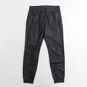 Commando Faux Leather Jogger Pants Pull On Black Stretch Waist Size Medium